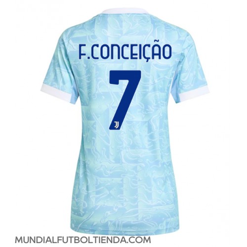 Camiseta Juventus Francisco Conceicao #7 Segunda Equipación Replica 2025-26 para mujer mangas cortas